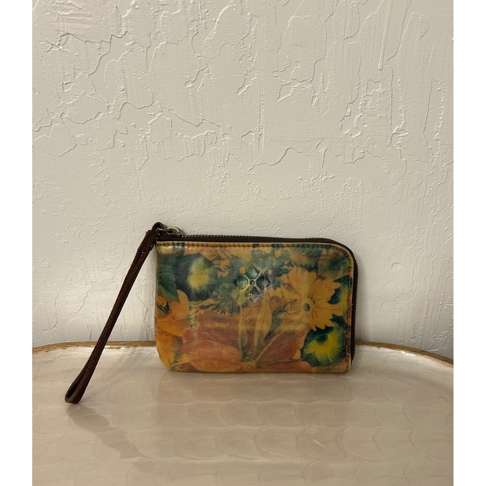 Patricia Nash Leather L-Zip Wristlet Wallet Floral